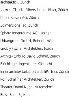 lubli cad+design Pascal Lubli Architektur Grafikdesign Design CAD Bellevue Brass Band Eglisau Kuoni architektick form.c Drami Neri Urbangruen Urbangrn